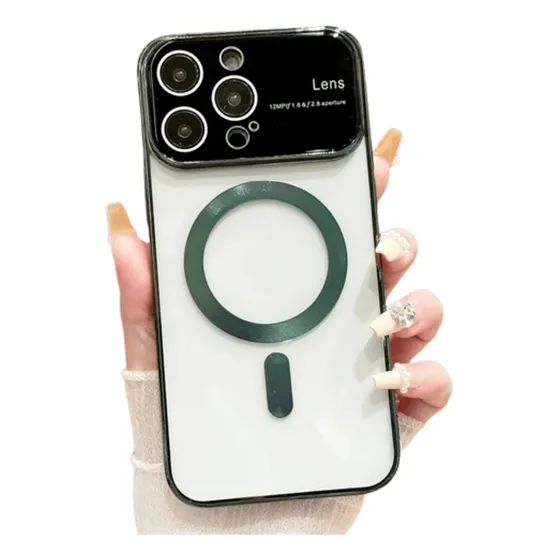Funda Case Para iPhone 15 Magsafe Verde Lens Protector