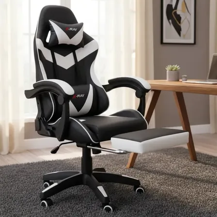 Cadeira Gamer Ergonômica Profissional Reclinável X-ray Cor Branco Material Do Estofamento Couro Sintético