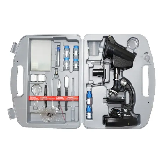 Microscópio Com Ampliação 300x 600x E 1200x - Bluetek 2xt Cor Preto