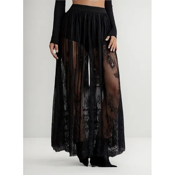 Falda Sexy Transparente De Encaje Gótico De Moda Para Mujer