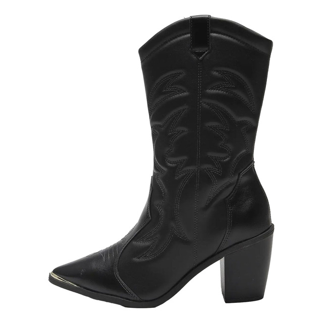 Bota Feminina Vizzano West Texana Bico Fino Moda Bota Feminina Vizzano West Texana Bico Fino Moda