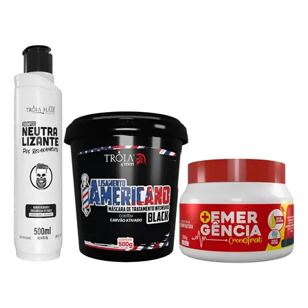 Neutralizante + Alisamento Americano + Reconstrução Tróia