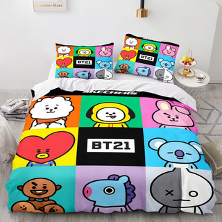 Juego De Cama De Dibujos Animados Edredón Bt21 1 Juego De Cama De Dibujos Animados Edredón Bt21 1