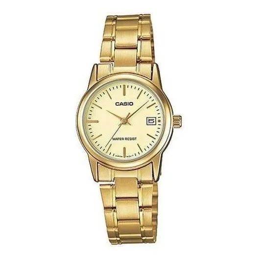 Reloj Mujer Casio Ltp-v002g-9audf Color de la correa Dorado Color del bisel Dorado