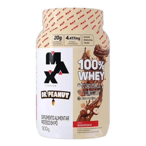 Whey Protein Dr. Peanut 100% Whey 900g - Sabor Bueníssimo