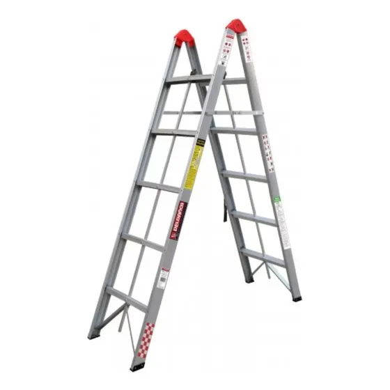 Escalera De Aluminio Portátil Y Resistente 5 Peldaños 150 Kg Color Rojo