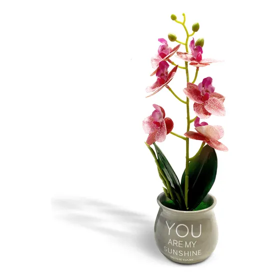 Orquídea Artificial Jaspeada Morada Maceta Cerámica Deco