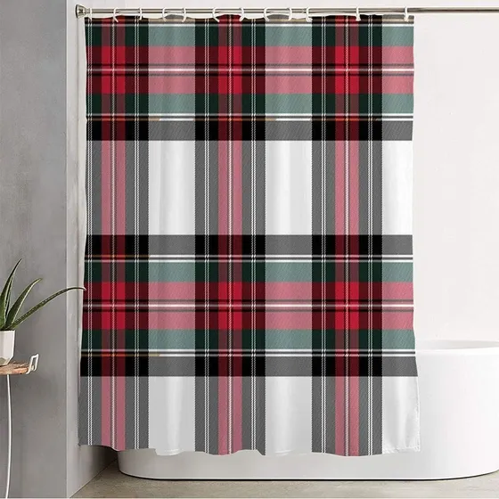 Mlumamme Cortina Ducha Para Baño Bufanda Infinita Falda Roja