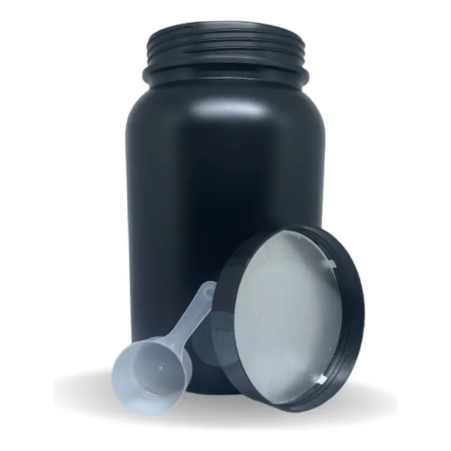 Pote Whey Proteina 3.600ml Preto Com Scoop 30ml - 2 Unidades