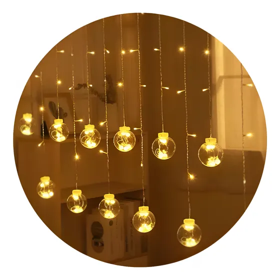 Cortina Guirnalda Led Calida 12 Focos Luces Navidad Usb/pila