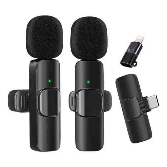 Pack Micrófono Inalámbrico K9 Solapero Con Tipo C Y iPhone