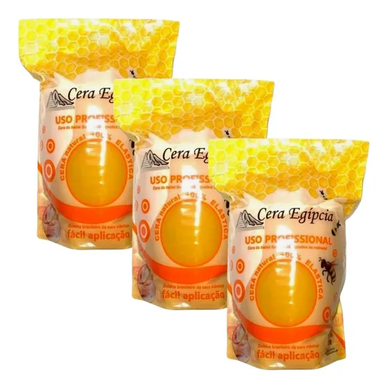 Kit 3 Cera Quente Depilação Elástica E Anestésica 500g - Mel