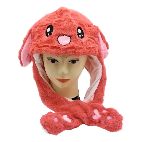 Gorro Niño Mueve Orejas Con Luces Led Conejo Rosa Fuerte