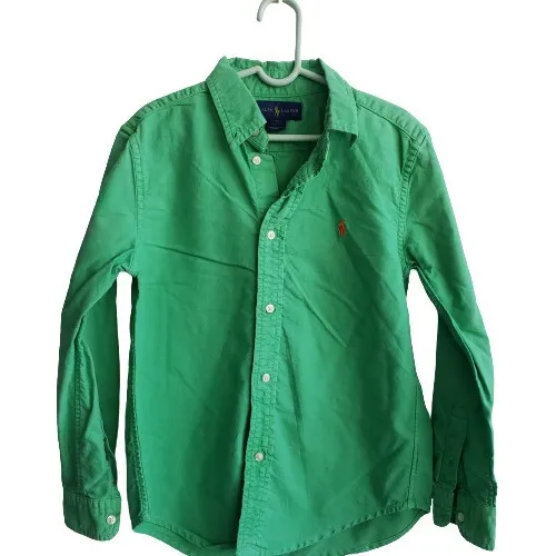 Camisa Ralph Lauren Manga Larga Verde Para Niño Talla 7