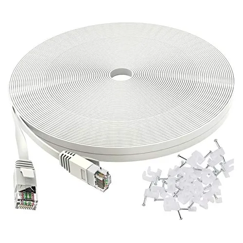 Cable Ethernet 6 100 Pie Blanco Plano Largo Conexion Lan