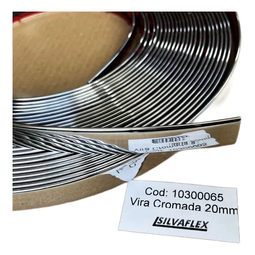 Moldura Vira Plateada Cromada 30 Mm Brillo Maximo Adhesiva