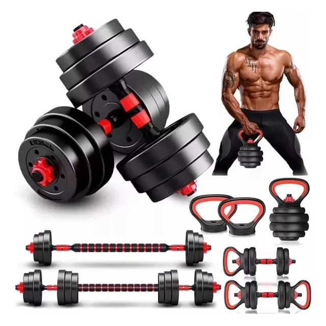 Set De Mancuernas Ajustables Pesas Rusas 15 Kg Kit De Barras