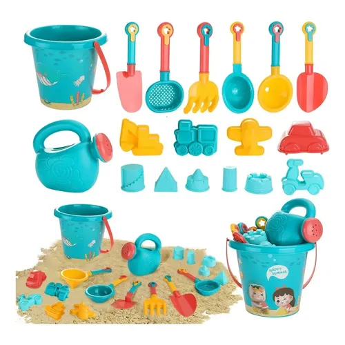 Set De Juguetes De Playa Para 3 Niños – Cubos Plegables, Pala, Rastrillo Y Tamiz – Ideal Para Viajes