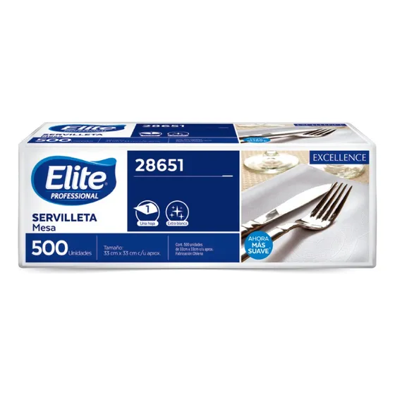 Elite Servilleta Mesa Una Hoja 500 Unid