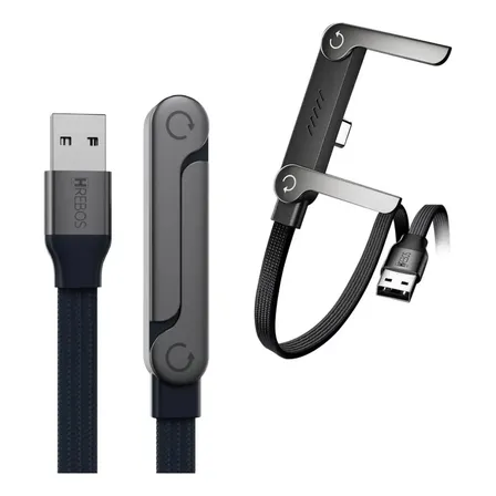Cabo Usb-c Turbo Com Suporte Invisível 2 Em 1 Type-c 100w Preto