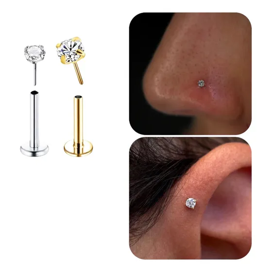 Piercing Titânio Ponto De Luz Push Pin Australiano 6mm 8mm