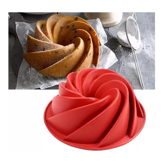 Molde Silicon Savarin Bundt Cake Espiral Gelatina 