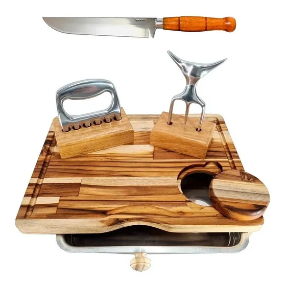 Kit Tábua Com Garra De Urso E Garfo Personalizados + Faca 8