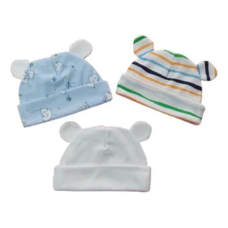 Gorros Para Bebés Algodón Orejas Oso Set X 3 / 3-6 Meses Gorros Para Bebés Algodón Orejas Oso Set X 3 / 3-6 Meses