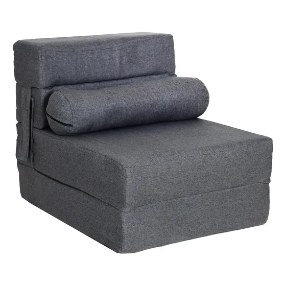 Sofa Cama Futon Plegable Converticama Sillon Cama Color Gris Diseño De La Tela Lino