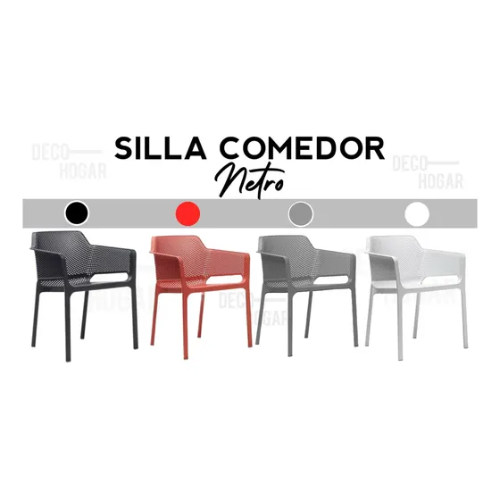 Silla Comedor Jardin Restaurant Exterior Polipropileno Netro