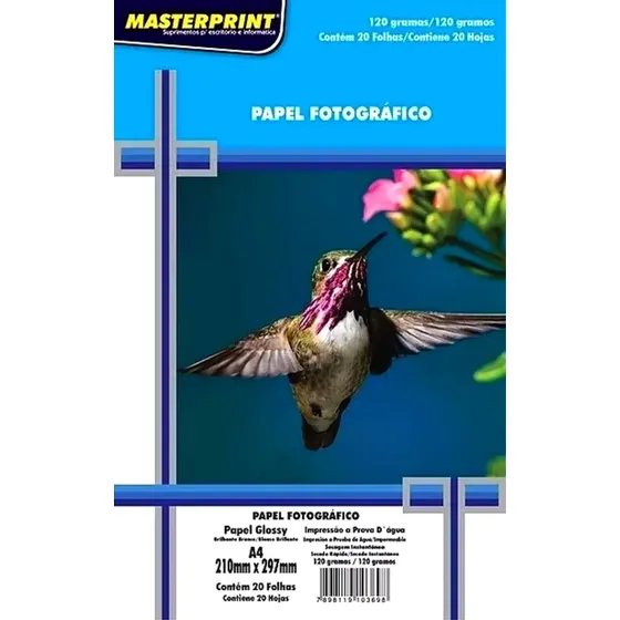 Papel Fotográfico A4 Glossy 120g 20 Folhas Masterprint