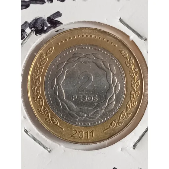 Argentina 2011. Moneda De 2 Pesos Con Error. Sin Sol. Mira!!