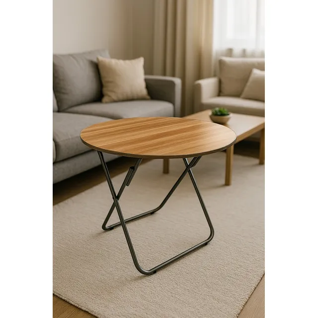 Mesa Plegable (70cm De Alto X 80cm De Ancho) Circular / Marron