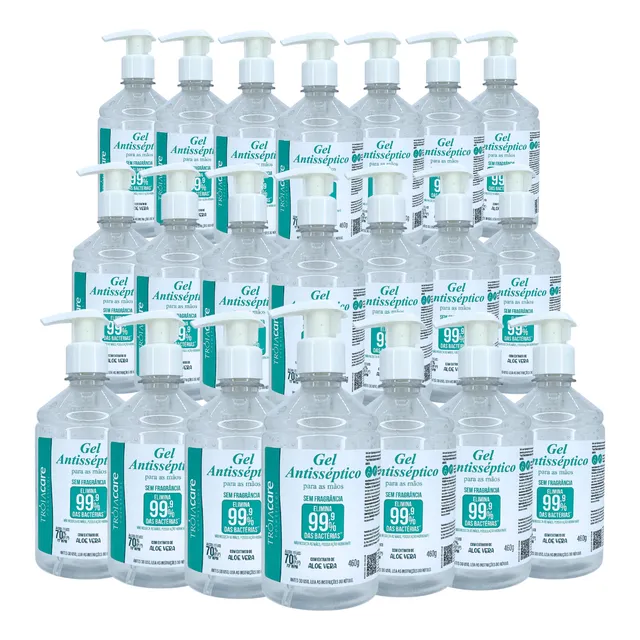 Álcool Gel Antisséptico Frasco De 500ml 70% - 30 Unidades