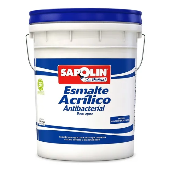Esmalte Acrílico Antibacter 5gl Color Blanco Brillante