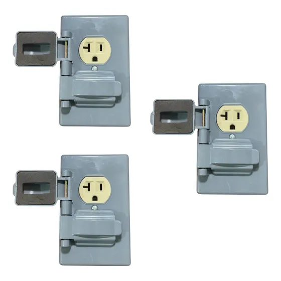 Contacto Doble Duplex 20a Marfil Con Tapa Intemperie 3 Pack