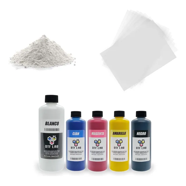 Paquete Dtf: Hojas A4, Cmyk 125ml, W 250ml Y 1lb De Adhesivo