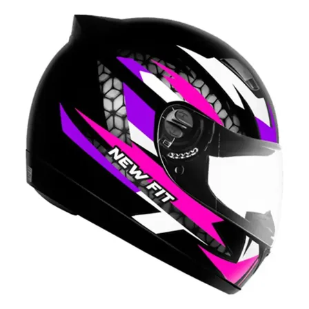 Capacete Moto Ebf New Fit Control Fechado Cor Preto/Rosa 58