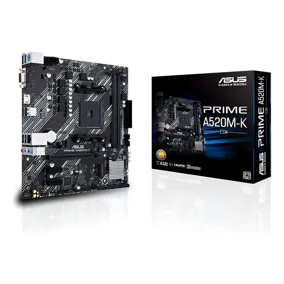 Placa-mãe Asus para AMD AM4 Prime A520M-K 2xDDR4 mATX - 90MB1500-M0EAY0