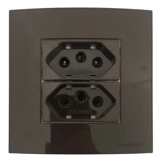 Tomada Para Móvel Dupla De Embutir 20a Margirius 3 Cores Cor Marrom