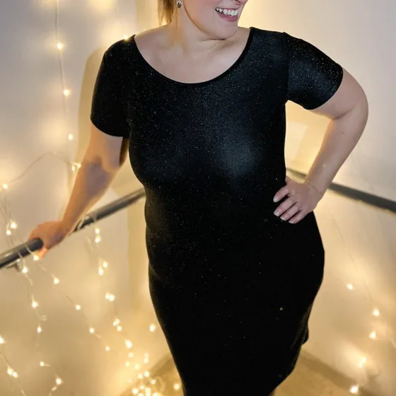 Vestido De Lurex Manga Corta Laque Flash (talles S Al Xxl)