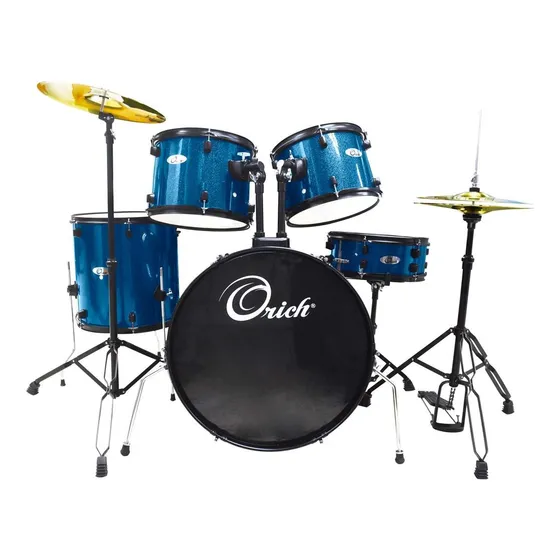 Bateria Acustica Marca Orich 5pcs Completo Spark Azul