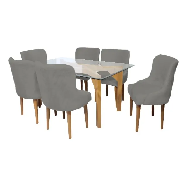 Juego De Comedor Recife Con 6 Sillas Mesa De Vidrio