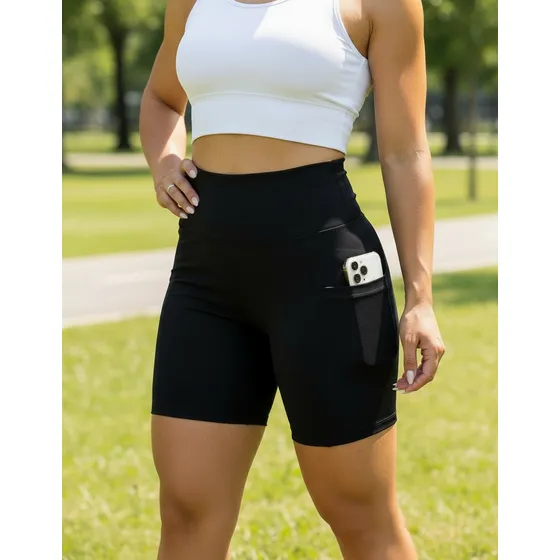 Shorts Academia Feminino Modeladora Com Bolso Proteção Uv50