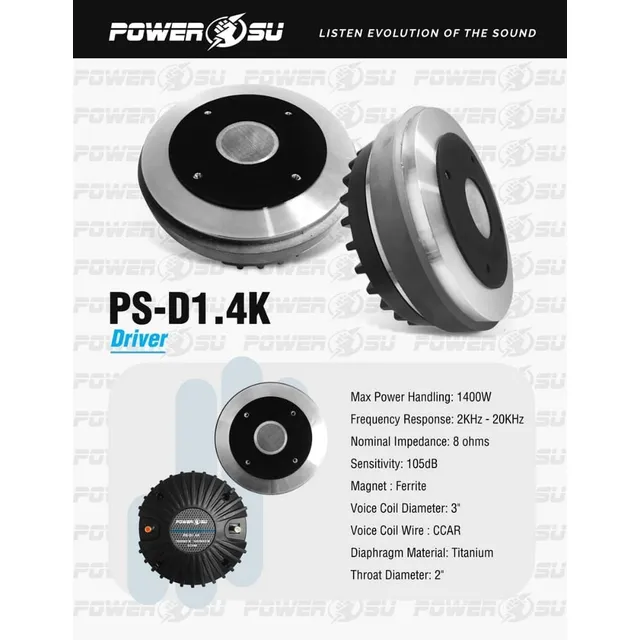 Driver Power Su Titanium 2  1400 Watts Bobina 3  8 Ohm 