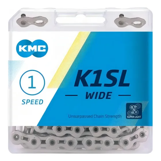 Cadena Kmc K1sl Perforada Resistente Bmx/fixe/stun Single Color Cromo