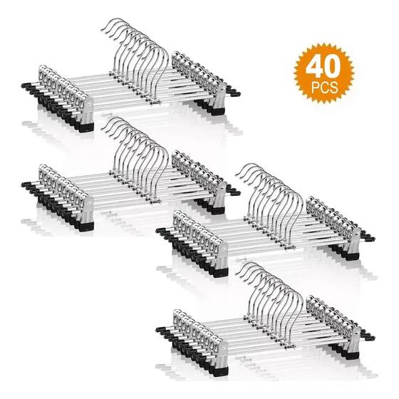 40 Unidades Pantalón Percha Gancho para Ropa Remera con Clips Dubner KJ-03