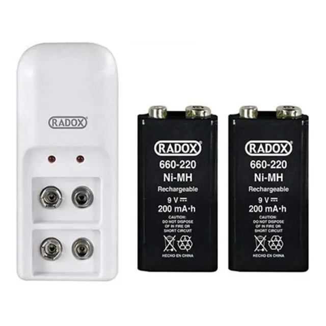 Cargador Con 2 Baterias Pilas 9v Cuadradas, Recargables