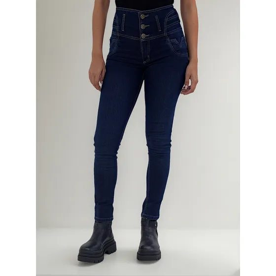 Jeans Mujer Flex Denim Faja Tiro Alto Skinny