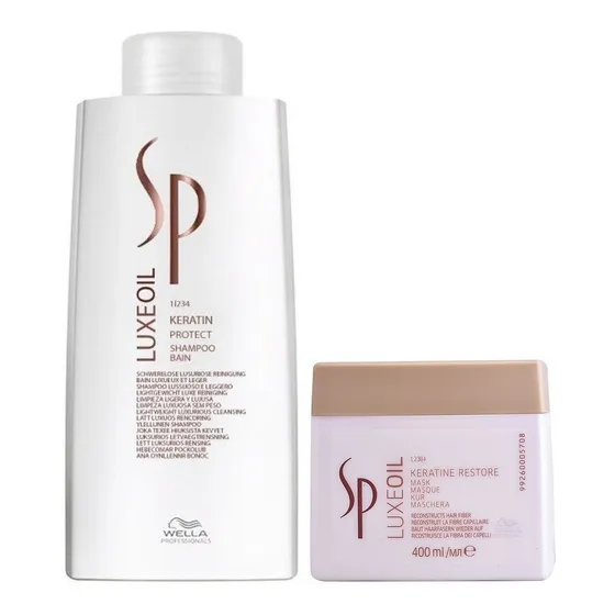 Shampoo Lt + Mascarilla Aceite Argán Wella Luxe Oil Keratin